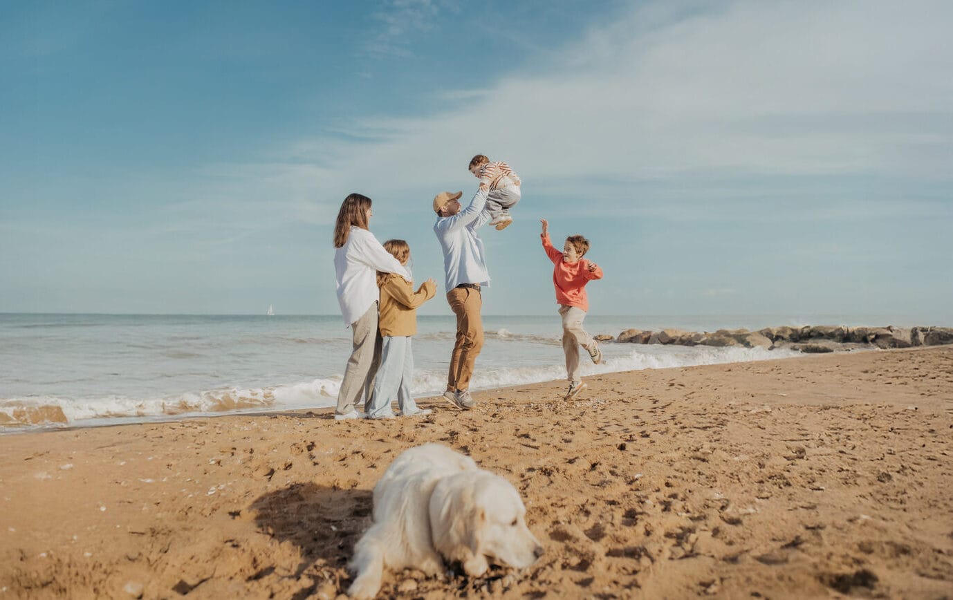 Disfrutando del día del padre en la playa